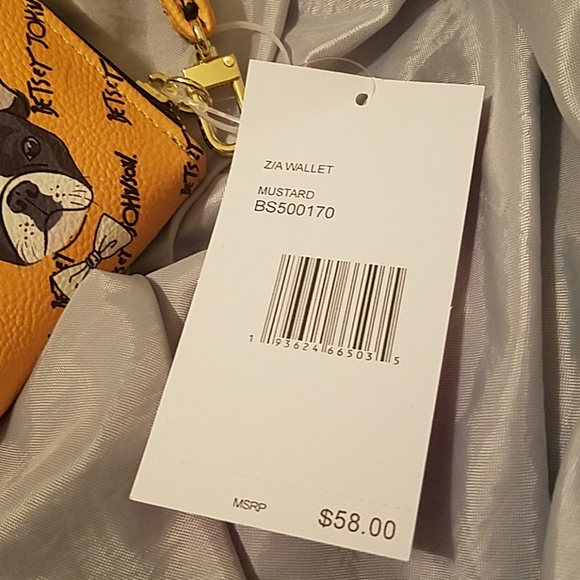 Betsey Johnson mustard dog wallet wristlet NWT - Picture 4 of 5